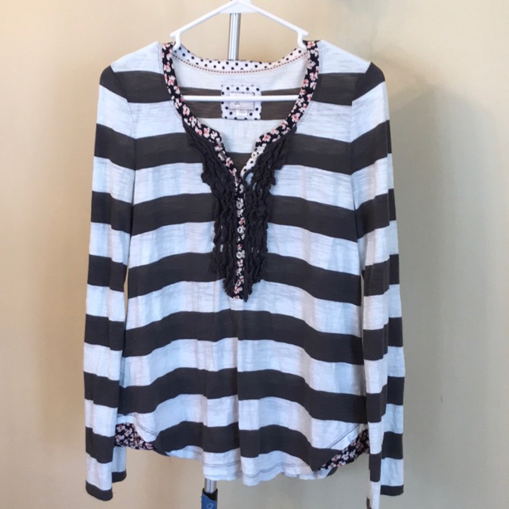 Anthropologie long-sleeved cotton blouse